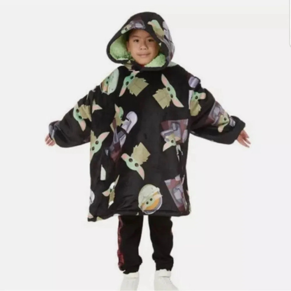 #14 Star Wars Kids Oversized Hoodie Baby Yoda Grogu Mandalorian - Picture 2 of 9